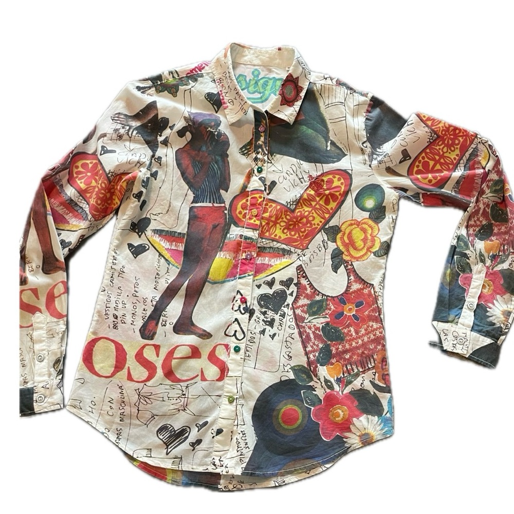 Desigual Women’s Artistic Multi -Colored Cotton Button Shirt M - Picture 3 of 13